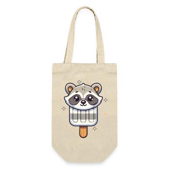 niedliches Waschbär-Eis-Motiv für den Sommer - Geschenkbeutel für Flaschen - Natur - Vorne