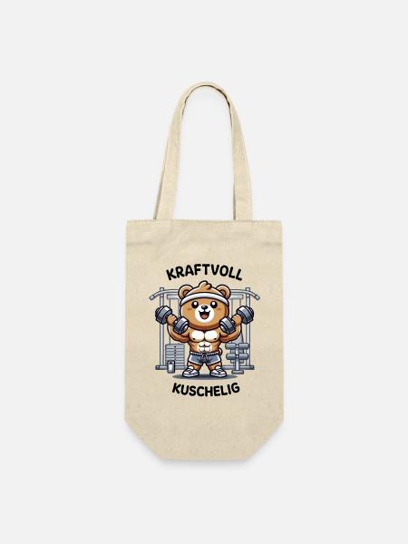 Der kraftvolle und kuschelige Bär zugleich - Geschenkbeutel für Flaschen - Natur