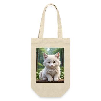 Süße Katze - Geschenkbeutel für Flaschen - Natur - Vorne