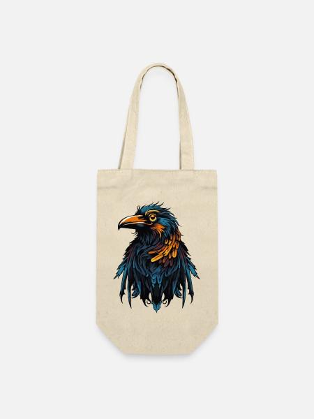 Rabe Vogel - Geschenkbeutel für Flaschen - Natur
