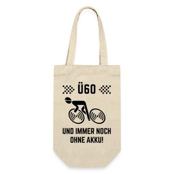 Ü60 Und Immer Noch Ohne Akku! (Fahrrad Rennrad B) - Geschenkbeutel für Flaschen - Natur - Vorne