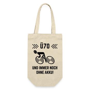 Ü70 Und Immer Noch Ohne Akku! (Fahrrad Rennrad B) - Geschenkbeutel für Flaschen - Natur - Vorne