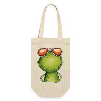 Cooler Frosch Mit Brille - Geschenkbeutel für Flaschen - Natur - Vorne