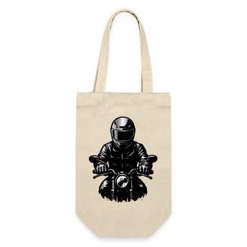Motorradfahrer im Helm – Frontansicht Illustration - Geschenkbeutel für Flaschen - Natur - Vorne