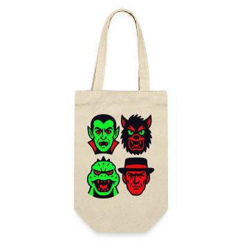 4 Grusel-Monster - Geschenkbeutel für Flaschen - Natur - Vorne