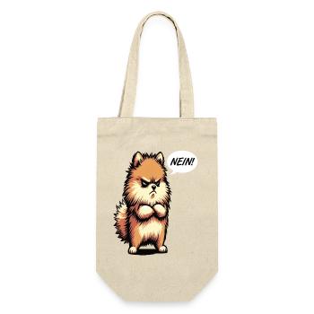 Nein Zwergspitz Zwergspitze Zwerspitzhalter Spitz - Geschenkbeutel für Flaschen - Natur - Vorne