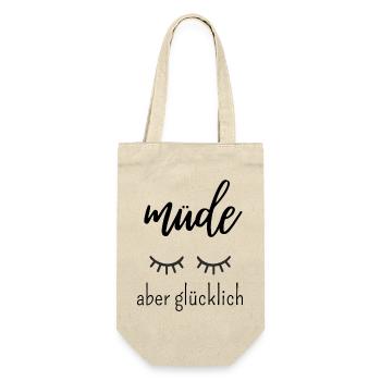 Tired but Happy – Mom Shirt Saying - Gift Bag for Bottles - nature - Front