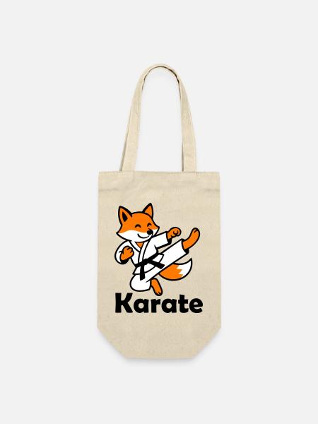 Karate Fuchs - Geschenkbeutel für Flaschen - Natur