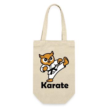 Karate Eule - Geschenkbeutel für Flaschen - Natur - Vorne