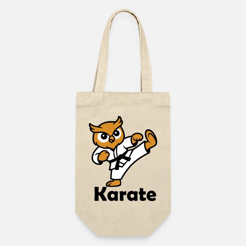 Karate Eule - Geschenkbeutel für Flaschen - Natur