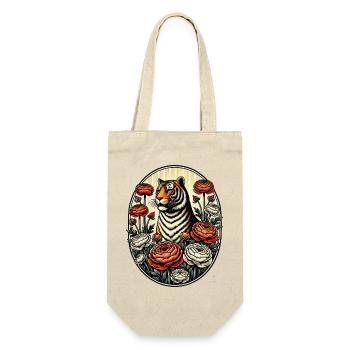 Tiger und Pfingstrosen Vintage Illustration - Geschenkbeutel für Flaschen - Natur - Vorne