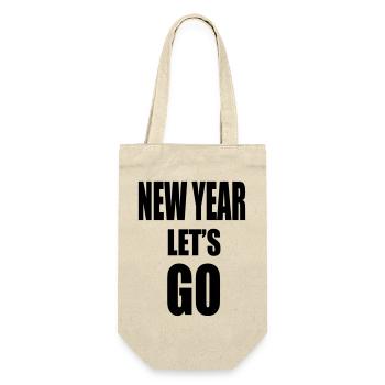 New Year Lets GO - Motivational Slogan - Geschenkbeutel für Flaschen - Natur - Vorne