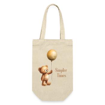 Teddy Bär mit Luftballon Simpler Times - Geschenkbeutel für Flaschen - Natur - Vorne