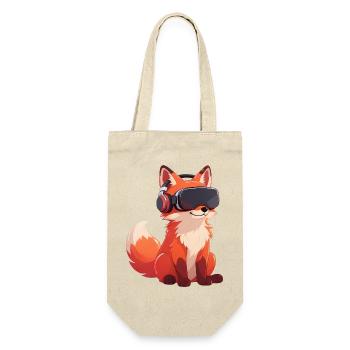 Süßer Fuchs Cartoon Gamer Virtual Reality Zocker - Geschenkbeutel für Flaschen - Natur - Vorne