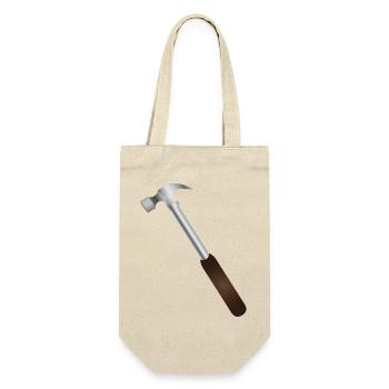 Zimmermannshammer – Symbol echter Handwerkskunst - Geschenkbeutel für Flaschen - Natur - Vorne