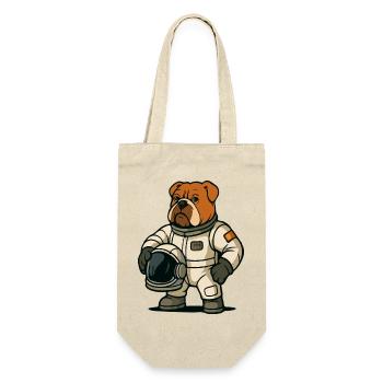 Bulldogge Astronaut Maskottchen - Geschenkbeutel für Flaschen - Natur - Vorne