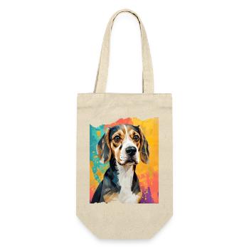 Geometrischer Beagle im Farbausbruch - Geschenkbeutel für Flaschen - Natur - Vorne