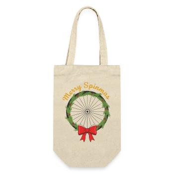 Merry Spinmas Bicycle Wreath - Gift Bag for Bottles - nature - Front