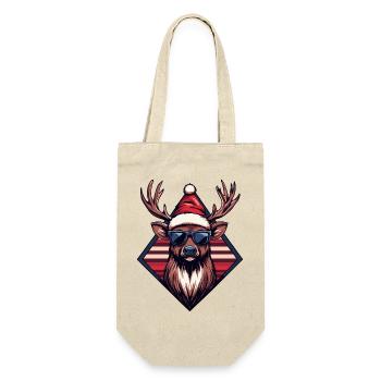 Renne avec chapeau de Père Noël et lunettes de soleil - Sac à bouteille - nature - Devant