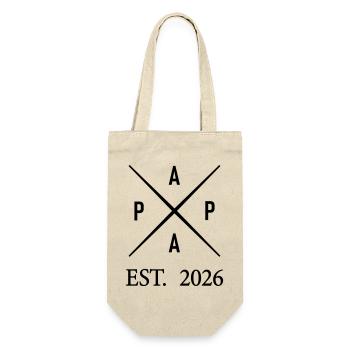 Papa Est. 2026 - Geschenkbeutel für Flaschen - Natur - Vorne