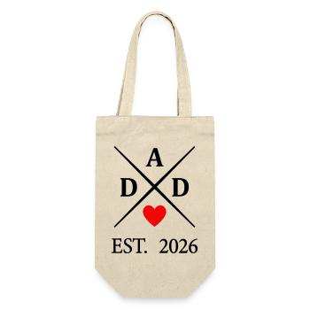 Dad Heart EST. 2026  - Geschenkbeutel für Flaschen - Natur - Vorne