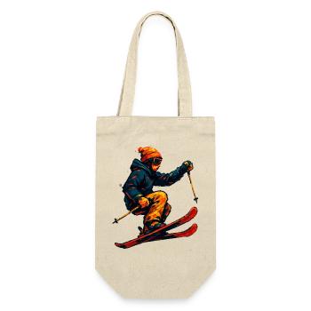 Skifahren | Skifahrer | Berg - Geschenkbeutel für Flaschen - Natur - Vorne