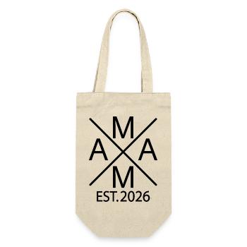 Mama est. 2026 Stolze Mama 2026 - Geschenkbeutel für Flaschen - Natur - Vorne
