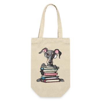 Cute Greyhound Dog Reading Book with Glasses - Gift Bag for Bottles - nature - Front