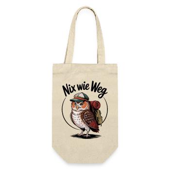 Waldwanderer Eule mit Rucksack - Geschenkbeutel für Flaschen - Natur - Vorne