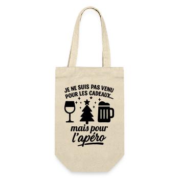 Ich bin hier für den Weihnachtshumor-Aperitif - Geschenkbeutel für Flaschen - Natur - Vorne