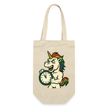 Unicorn Holding Clock Bold New Year Mascot - Gift Bag for Bottles - nature - Front