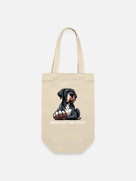 Sprich mit der Pfote Deutsche Dogge Doggenbesitzer - Geschenkbeutel für Flaschen - Natur