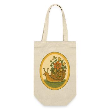 Escargot fleuri dans un cadre ovale vintage - Sac à bouteille - nature - Devant