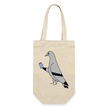 Pigeon Check Phone – Illustration minimale - Sac à bouteille - nature - Devant