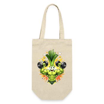 Strong Leek Bodybuilder Illustration - Gift Bag for Bottles - nature - Front