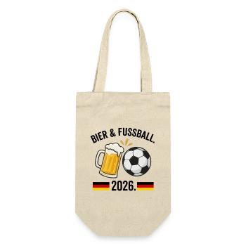 Bier & Fussball 2026: Fan-Design Deutschland - Geschenkbeutel für Flaschen - Natur - Vorne