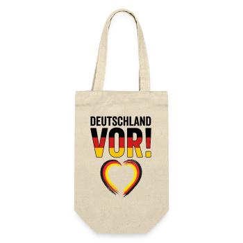 Fußball-Liebe 2026: Herz für Deutschland - Geschenkbeutel für Flaschen - Natur - Vorne