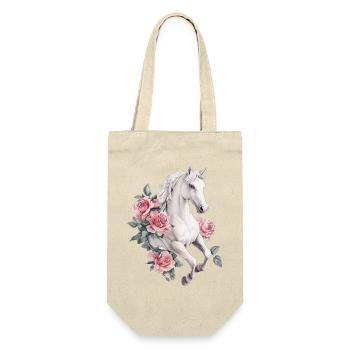 Pferd mit Rosen - Geschenkbeutel für Flaschen - Natur - Vorne