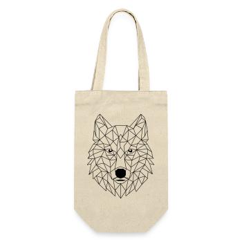 Wolf Polygon - Geschenkbeutel für Flaschen - Natur - Vorne