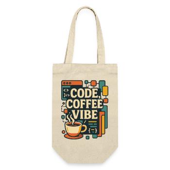 Code Coffee Vibe – Lustiges Programmer T-Shirt - Geschenkbeutel für Flaschen - Natur - Vorne