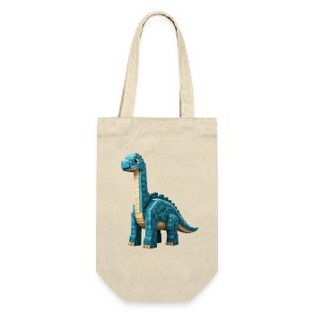 Pixel Brontosaurus - Geschenkbeutel für Flaschen - Natur - Vorne
