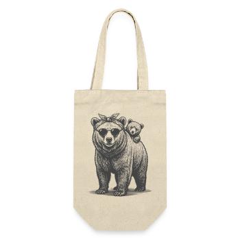 Deux ours Maman Ours Jeune Mère Amour Enfant Bébé - Sac à bouteille - nature - Devant