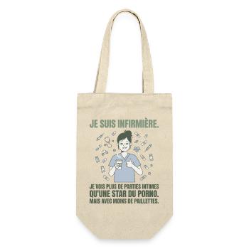 Infirmière Humour Noir Sans Paillettes - Geschenkbeutel für Flaschen - Natur - Vorne