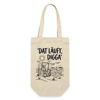 dat läuft digga strandkorb chillen urlaub meer  - Geschenkbeutel für Flaschen - Natur - Vorne