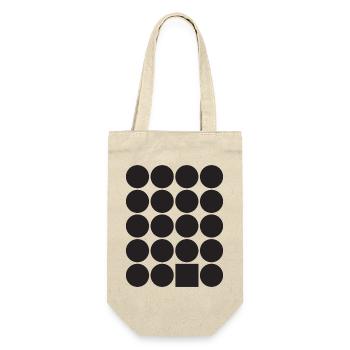 Geometrisches Punktgitter mit einem Quadrat - Geschenkbeutel für Flaschen - Natur - Vorne