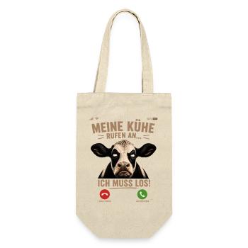 Meine Kühe rufen an Landwirt Geschenkidee Landwirt - Geschenkbeutel für Flaschen - Natur - Vorne