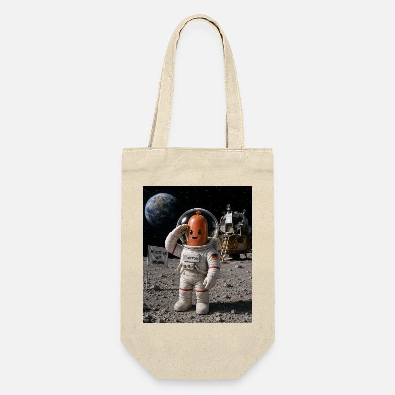 Astronaut Würstchen 2 - Geschenkbeutel für Flaschen - Natur