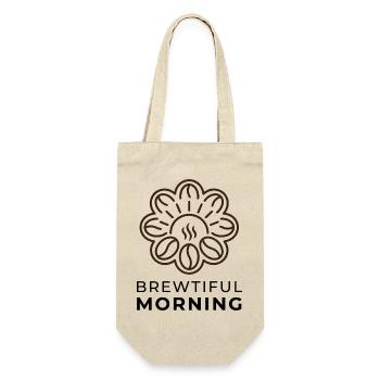 Brewtiful Morning - Kaffee Spruch Bohne Logo - Geschenkbeutel für Flaschen - Natur - Vorne
