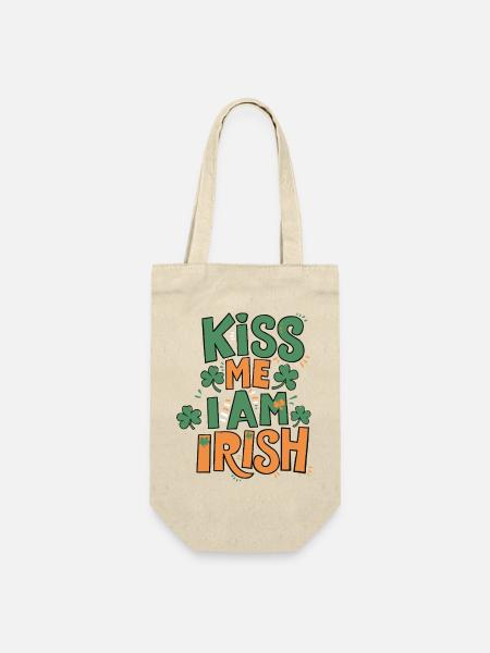 Küss mich, ich bin irischer St. Patrick Design - Geschenkbeutel für Flaschen - Natur