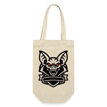 Fledermaus Maskottchen Logo - Geschenkbeutel für Flaschen - Natur - Vorne